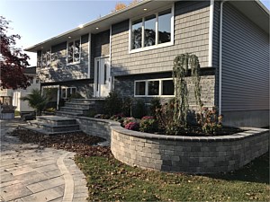 verona wall granite city nicolock gray maintenance free groutless wall grey planter box steps driveway